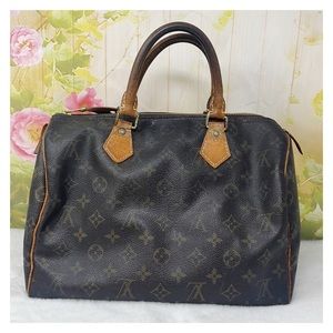 Authentic Louis Vuitton Monogram Speedy 30 Satchel Bag